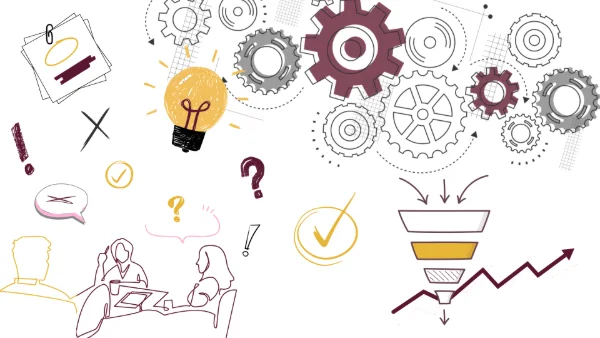 Illustration of a marketing plan turning into execution